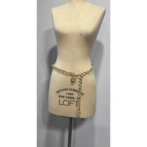 Womens Gold Tone Medallion Chunky Chain Link Belt 41" Long Y2K Party Fashion